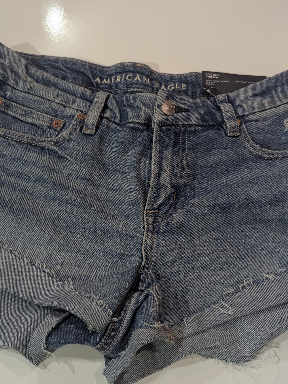 American Eagle Outfitters Medium Blue Raw-Hem Denim Shorts